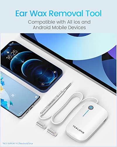 Teslong Digital Otoscope With Ear Wax Remover, Teslong Ear Camera With Ear Wax Removal Tools, Video Ear Scope Otoscope With Light For Iphone, Ipad, Android Phone, Usb, Ear Picks, 1080P Hd #TOP2