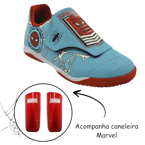 Chuteira Tênis Infantil Juvenil Dray Super-Herói Aranha Spider Azul Celeste (Azul Celeste, BR, Crian