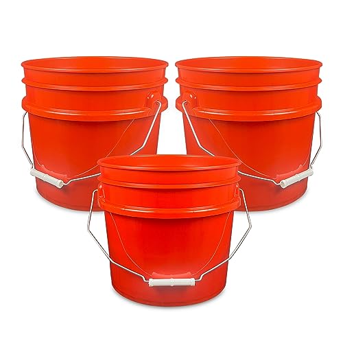 ePackageSupply 3.5 Gallon Plastic Bucket Only (Lid Not Included) I Heavy Duty I Food Storage, BPA-Free I 90 Mil All Purpose Pail I Made in The USA (Red, 3)