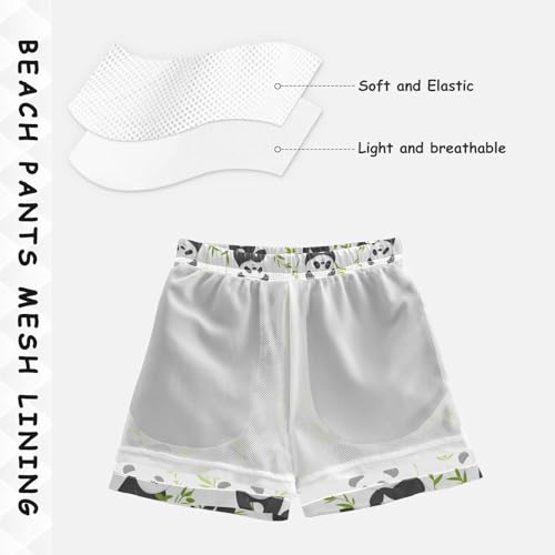 Pigsaly Boys' Swim Board Shorts Green Leaves Bright Cute Black White Pandas Boy's Swim Trunks Kids Swimwear 2T4