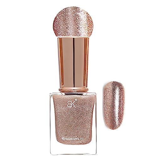 SONGQEE Glitter Nail Polish - Champagne Gold Varnish Quick Dry Long Lasting Gel No Need Baking Polishes for Women Girls, DIY Home Manicure Nails (11ML) (Glitter Gold)