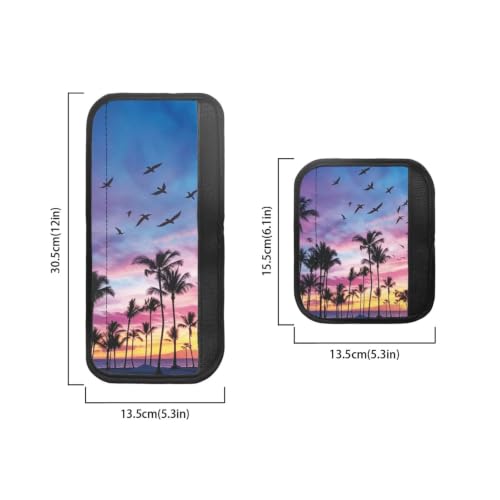 Image of 6 Pcs Refrigerator Microwave Door Handle Covers Electrical Appliances Handle Protector Protected from Oil Stains, Fingerprints, Tropical Beach Palm Tree Sunset Print Blue Violet