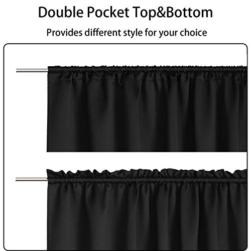 Lushleaf French Door Curtains, Thermal Insulated Drapes Rod Pocket Blackout Privacy Panel For Living Room Patio Glass Door Window With Tieback Set Of 2 Panels, 25 X 72 Inch, Black #TOP1