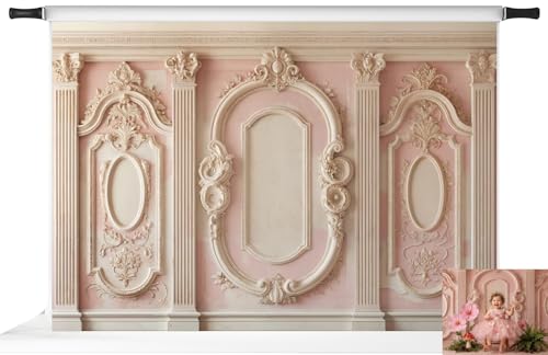 Kate Pink Classic Interior Wall Backdrops for Photography Retro European Wedding Portrait Photo Studio Props, 7x5ft
