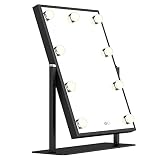 WONSTART Lighted Vanity Mirror with 9 LED Lights, Hollywood LED Makeup Mirrors with Lights, 360-Degr