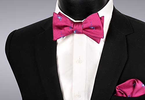 Image of Alizeal Mens 2pcs Solid Self-tied Bow Tie Set | Alizeal Mens 2pcs Self-tied Solid /Animal Bow Tie and Pocket Square Set Perfect for Wedding Business Formal Events