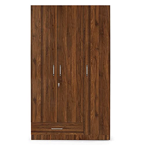 Image of Wakefit Wardrobe | 1 Year Warranty | Engineered Wood Almirah, Cupboard for Clothes Storage | 3 Door, 1 Drawer, 2 Hanging Space | Cashmere - Columbian Walnut