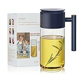 hoforife Olive Oil and Vinegar Dispenser Bottle for Kitchen Cooking, 17 Oz Auto Flip Cap Glass Oil Container Snap Opening, Maple Syrup Dispenser Leakproof, No-Drip Spout, Non-Slip Handle