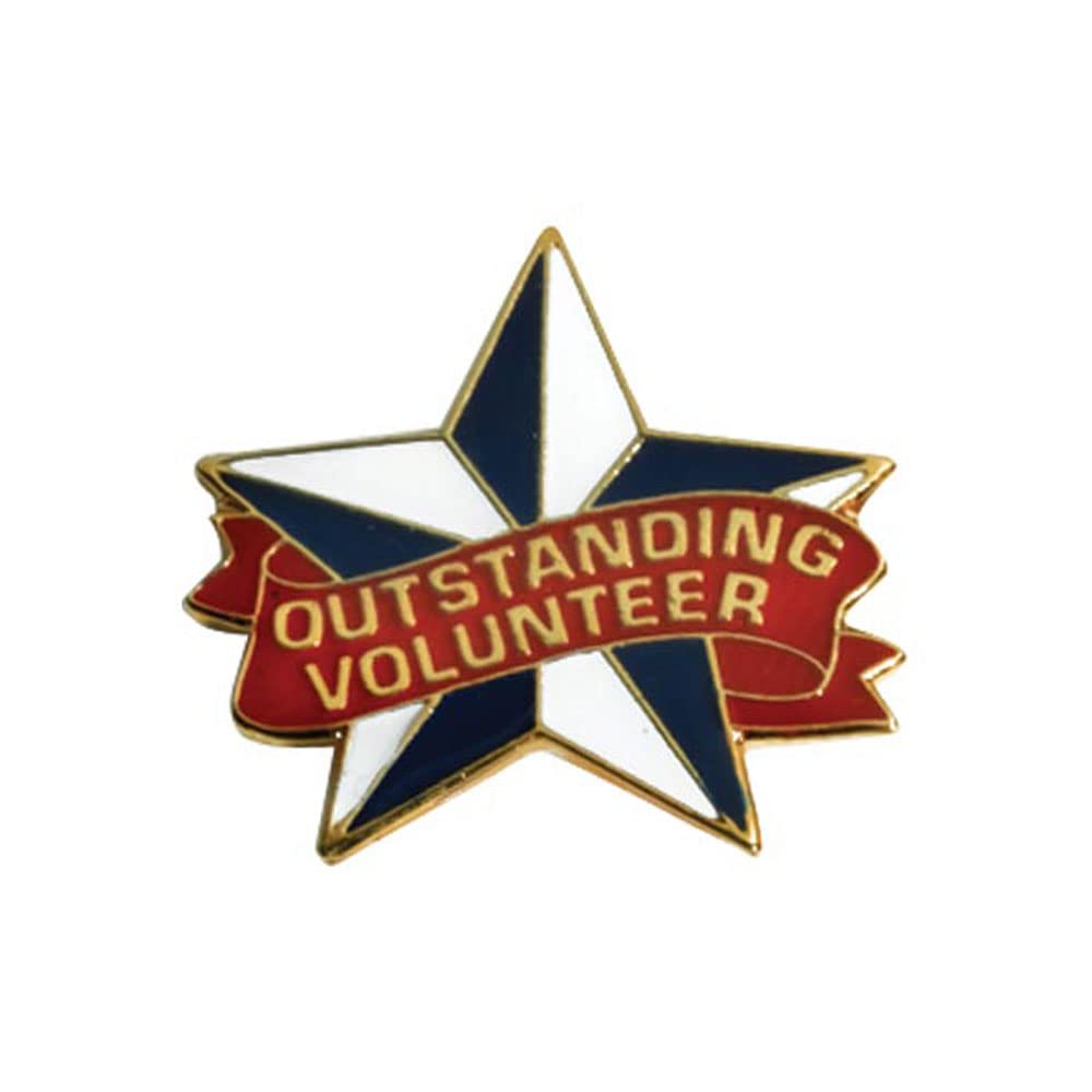 Anderson's Star and Ribbon Outstanding Volunteer Award Pin Pack, Set of 25, Lapel Pins, Volunteer Recognition, Staff Gifts