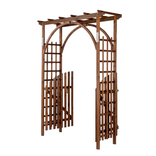 VINGLI 85in Wooden Arbor Garden Arch Wedding Arch for Ceremony Wood Trellis for Plant Climbing Christmas Decor Pergola for Garden Backyard Lawn (Wooden Brown)