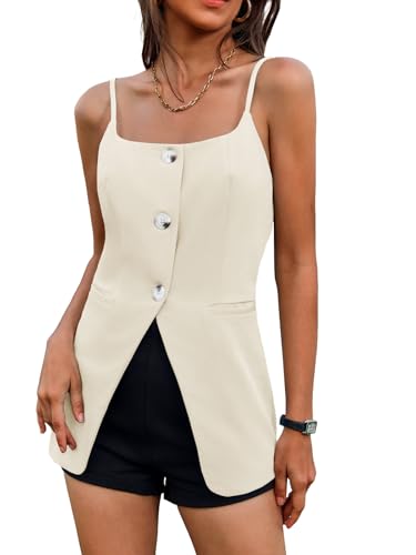 Yousify Womens Spaghetti Strap Tank Top Summer Blazer Vest Button Down Business Cami Square Neck Sexy Camisole Dressy Casual2