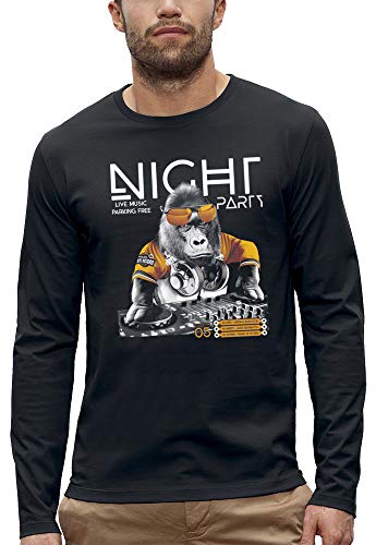T-Shirt Gorille DJ Éléments Graphiques Lumineux pour Soirée Night Club Homme