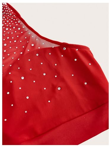 Floerns Women's Sleeveless Sheer Mesh Halter Tops Rhinestone Party Crop Tank Top3