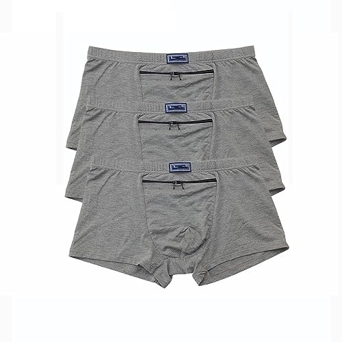 Calzoncillos con bolsillo oculto LaseVe de algodón suave gris talla XXL en pack de 3 2