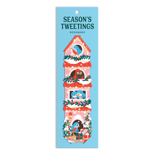 Galison Seasons Tweetings Paper Bookmark Featuring Christmas Bird Artwork for Reading Enthusiasts