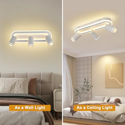 LED 3 Light Track Lighting Spotlight Kit, Modern White Track Light Fixture by Kaissen - Used condition - Image 7