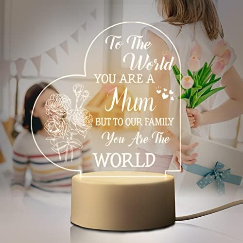 Christmas Gifts for Mum from Daughter Son - Mum Birthday Gifts Night Light, Mum Gifts for Christmas, Mother's Day, Birthday, Thanksgiving, Acrylic Night Lamp Gifts for Mum, Stepmom
