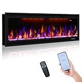 Dreamflame Electric Fireplace 42 inch, Recessed Wall Mounted Fireplace Heater, Linear in-Wall Fireplace, Logs & Crystal Options, 750/1500W, Black (42')