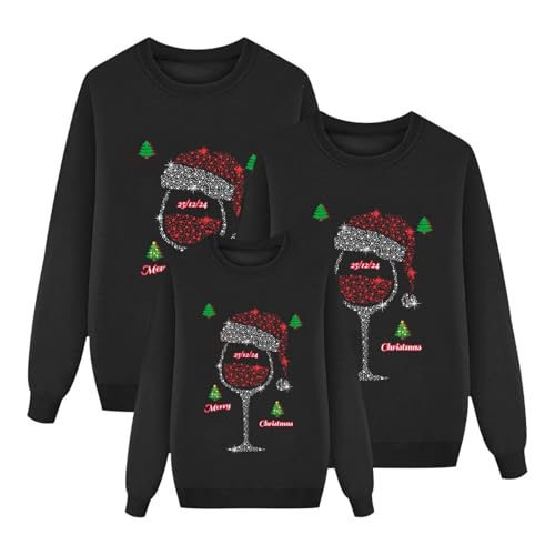 Sudaderas navideñas para familia, cuello redondo, parejas, suéteres navideños a juego, feo, cómodo, suéter navideño para papá, mamá, niños, reno, invierno, sudaderas casuales, Papá Noel, sudadera de