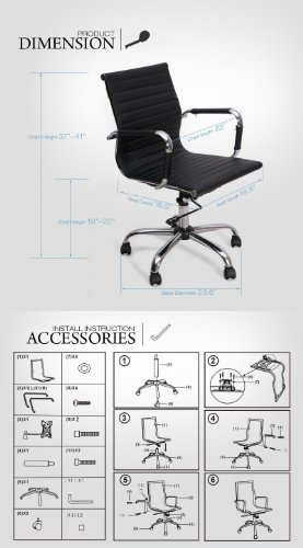 High-Back Leather Adjustable Rotating Office Chair Computer Desks & Conference Rooms Black #TOP6