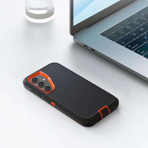 Image of Case for Galaxy S24 Plus, Heavy-Duty Tough Rugged Shockproof Drop Protective Cover Cases for Samsung Galaxy S24 Plus, Black+Orange