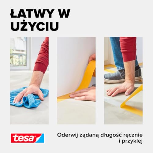 tesa® taśma montażowa extra strong - dwustronna taśma samoprzylepna do mocowania wykładzin dywanowych i PCV - dwustronnie klejąca - 25 m x 50 mm