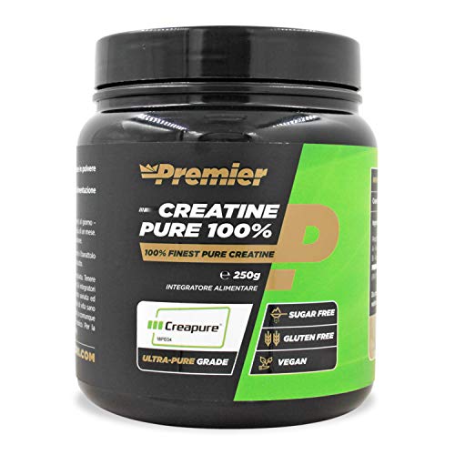 Premier Integratori Creatine Pure 100% | 100% di creatina monoidrato Creapure® | senza glutine e senza zuccheri - prodotto vegano (250gr)