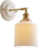 TOOTHGENERIC Brass Wall Light Nordic Indoor Wall Sconce Ceramic Shade Wall...