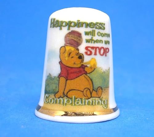 Birchcroft Porcelain China Collectible Thimble - Happiness will Come - with Display Box