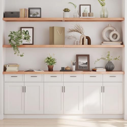 LLEZKBR Furniture Select-Estante de pared marrón claro, 220 x 40 x (2-4) cm, roble macizo tratado