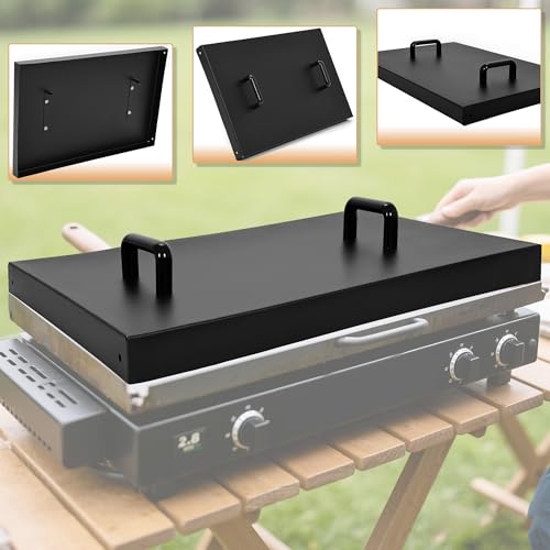 KUAFU 28" Griddle Cover Lid Compatible with 28 inch Blackstone Front and Rear Grease Griddle Top Hard Top Lid W/Handle Outdoor Cover Steel Powder Coated Black
