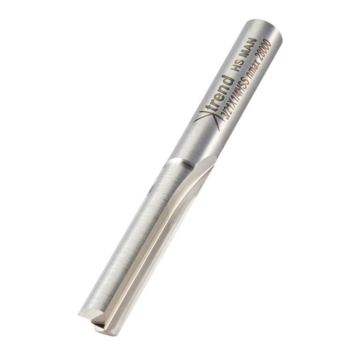 Trend Professional Straight Two Flute Router Cutter, 1/4 Inch Shank, 6.3mm Cut Diameter & 28mm Cut Length, High Speed Steel, 3/21X1/4HSS