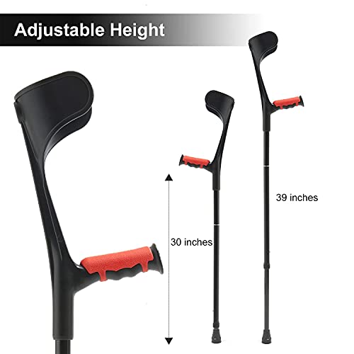 Bigalex Forearm Crutches - Lightweight Arm Crutch - Adjustable, Ergonomic - Comfortable On Wrist - Non Skid Rubber Tips (Black(2 Pcs)) #TOP2