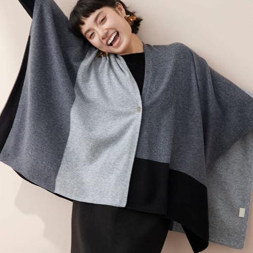 Elegante capa de punto tipo chal sofisticado poncho cálido invierno 7