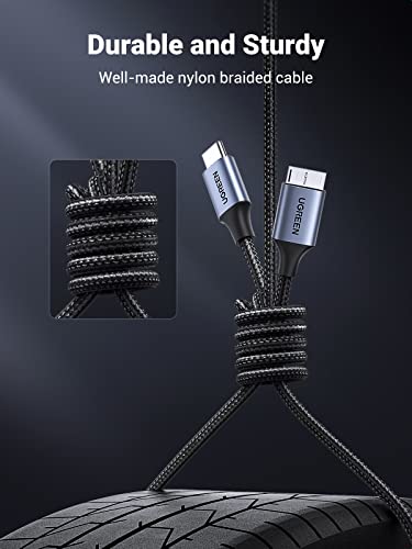 Image of UGREEN 10Gbps Micro 3.0 to USB C Cable Nylon Braided External Hard Drive Cord Data Transfer& Fast Charging Micro B Wire Compatible with Galaxy S5, Seagate, WD, Toshiba, Portable SSD /HDD, Camera, 1M