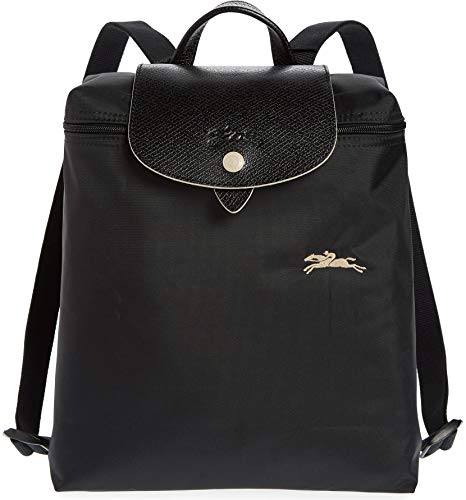Longchamp 'Le Pliage' Nylon and Leather Club Backpack, Black
