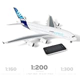 QIYUMOKE Model samolotu A380 w skali 1/200 - odlewany pod ciśnieniem model samolotu Airbus A380 ze stojakiem (35.6 cm-L) Wstępnie zbudowany model samolotu dla dorosłych - lotnictwo kreatywne prezenty,