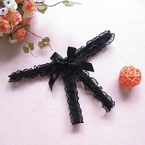6 Packs String Ouvert Damen mit Perlen Blumen Muster Loch Set Frauen Frau, Schwarz Slip Unterhosen Spitze Sexy Tanga Strings Unterwäsche Mit Offenem Schritt Tangas V-G-String Reizwäsche Thongs Höschen – Bild 2