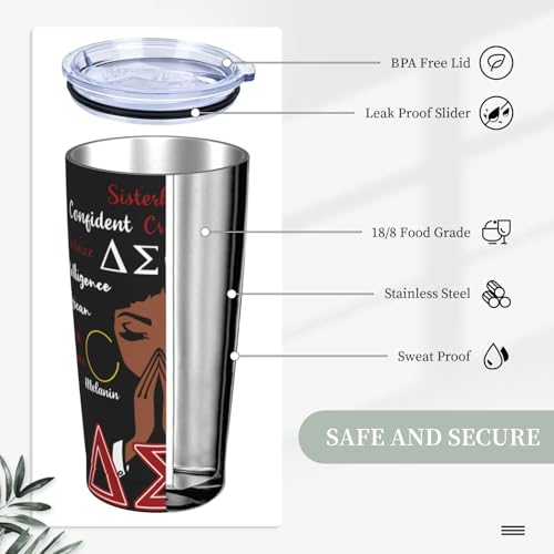 Image of 20 oz Insulated Travel Tumbler with Sliding Lid, Stainless Steel Vacuum Double-Wall Cup, 2 Metal Straws & Cleaning Brush, Sweat-Free, Car Cup Holder Friendly, BPA-Free Coffee Mug