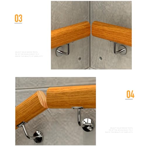 Rampe d'escalier en bois de 180 cm, main courante murale noble avec kit