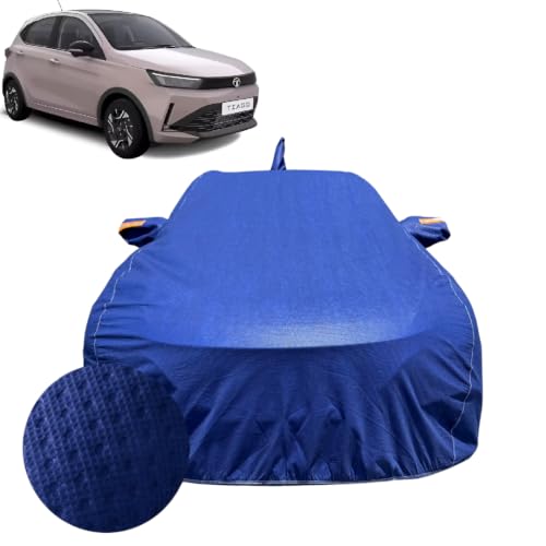Image of Car Cover for Tata Tiago /Tiago EV (2026) | 100% Waterproof Cover with Antenna & Reflective Mirror Pockets | Dustproof, Scratchproof, Heatproof Tiago Car Cover |Soft Cotton Lining| Blue