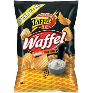 Taffel Waffel sour cream & black pepper flavored chips 1 Pack of 325g SOPOSOPO pack SOPOSOPO