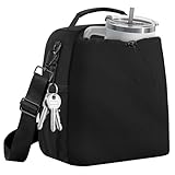 SelfTek Insulated Lunch Bag for Man & Women with Adjustable Shoulder Strap - Compatible with 30/40 OZ Stanley Cups, Leakproof Cooler Lunch Tote Bag for Office, Work, Travel, Picnic (Black)