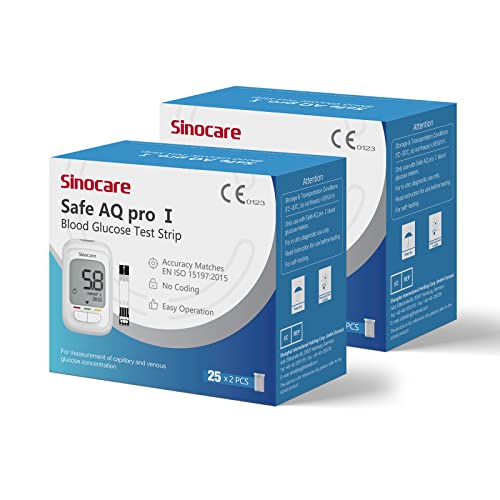 Sinocare 100 Tiras Reactivas Glucosa para Sinocare Safe AQ Pro I, solo Medidor de Glucosa en Sangre (Sin máquina, sólo tiras reactivas)
