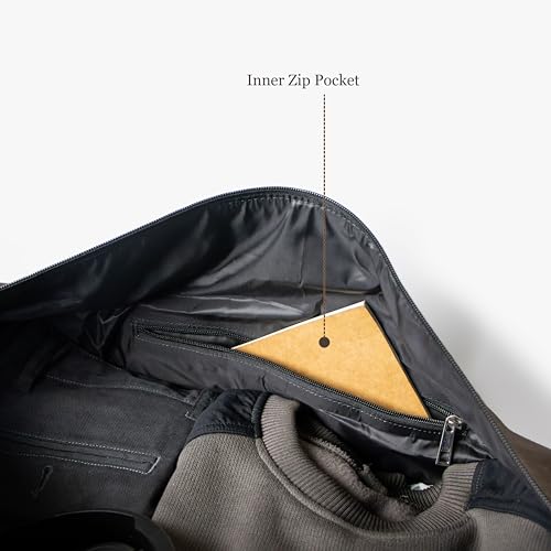 Image of Bellblock Travel Duffle Bags for Men /Women /Family /Vacation /Luggage | Spacious Interior, Separate Side Pockets for Shoes etc | Cotton Canvas | Mocha Black