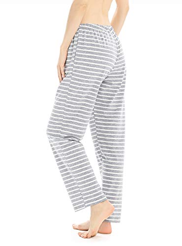 Femofit Pajama Pants For Women, Lounge Pant Cotton Pajama Pant Pajama Bottoms Sleepwear Pack Of 2 (Moonlight Blue Dot+Heather Gray Stripe, M) #TOP2