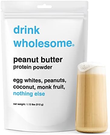 drink wholesome Peanut Butter Egg White Protein Powder | Easy to Digest & Gut Friendly | All Natural Ingredients | Minimally Processed | Dairy Free | No Additives, No Lactose | 20g Protein
