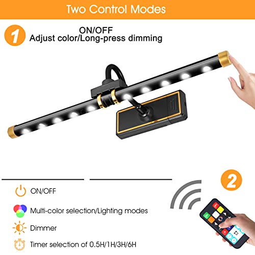 Picture Light Battery Operated, 16In Wireless Picture Light For Paintings, Remote Control Display Art Light With Timer And Color Modes And Dimmable For Wall Paintings, Dartboard, Picture Frame… #TOP3