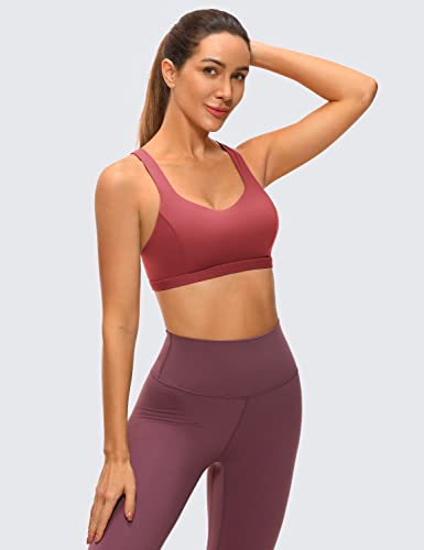Image of CRZ YOGA Strappy V Neck Sports Bras | Medium Support, Removable Pads, Yoga, Brushed, Criss Cross Back, for Women