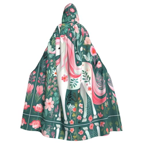 WHJDPP Capa con capucha de unicornio con pelo rosa impresa de Halloween para adultos, capa con capucha súper grande sin cremallera